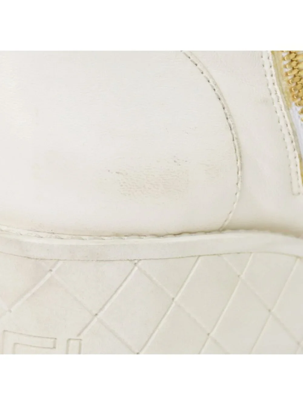Chanel CC Logo Combat Boots Sneakers White